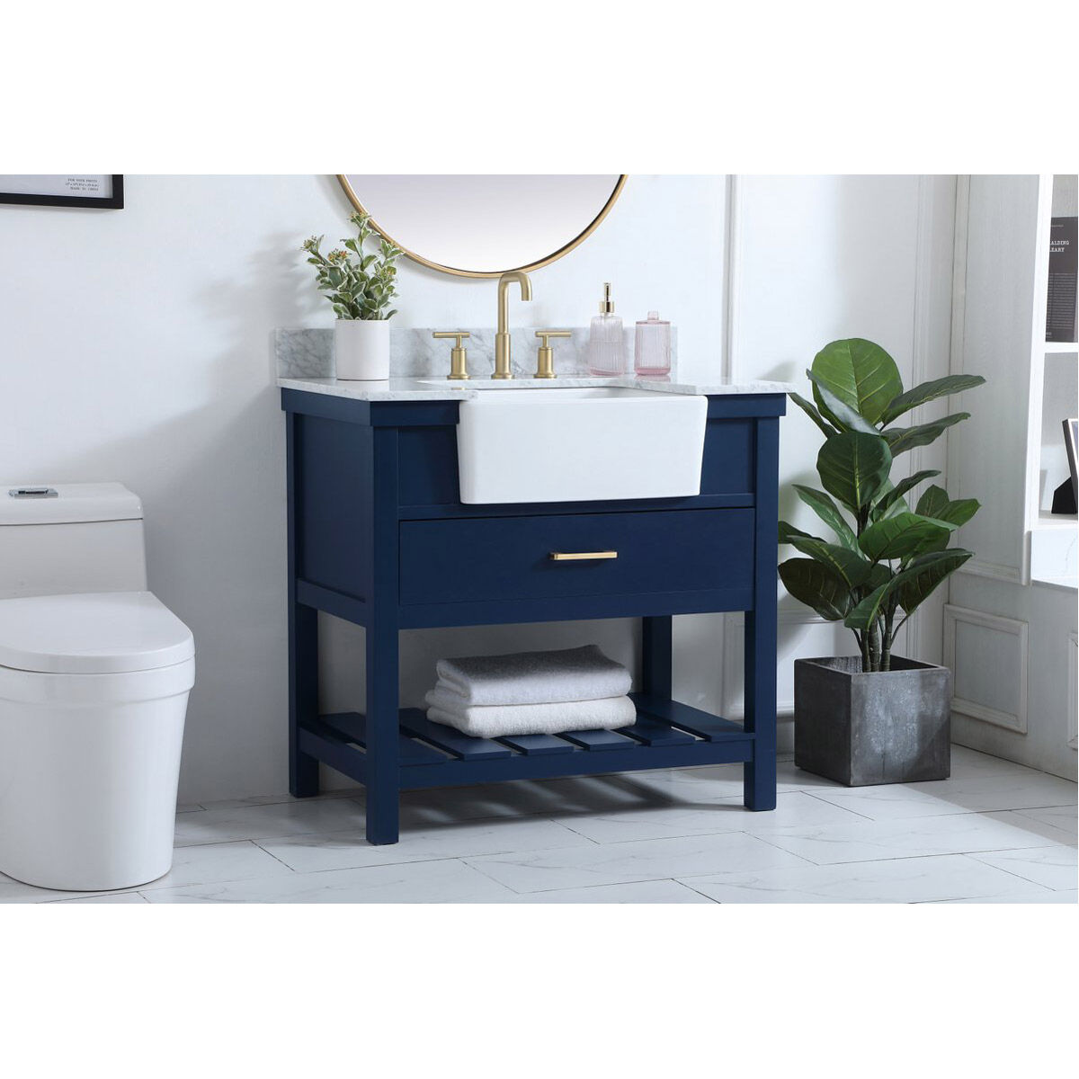 Clement 36 X 22 X 34 inch Blue Bathroom Vanity Cabinet