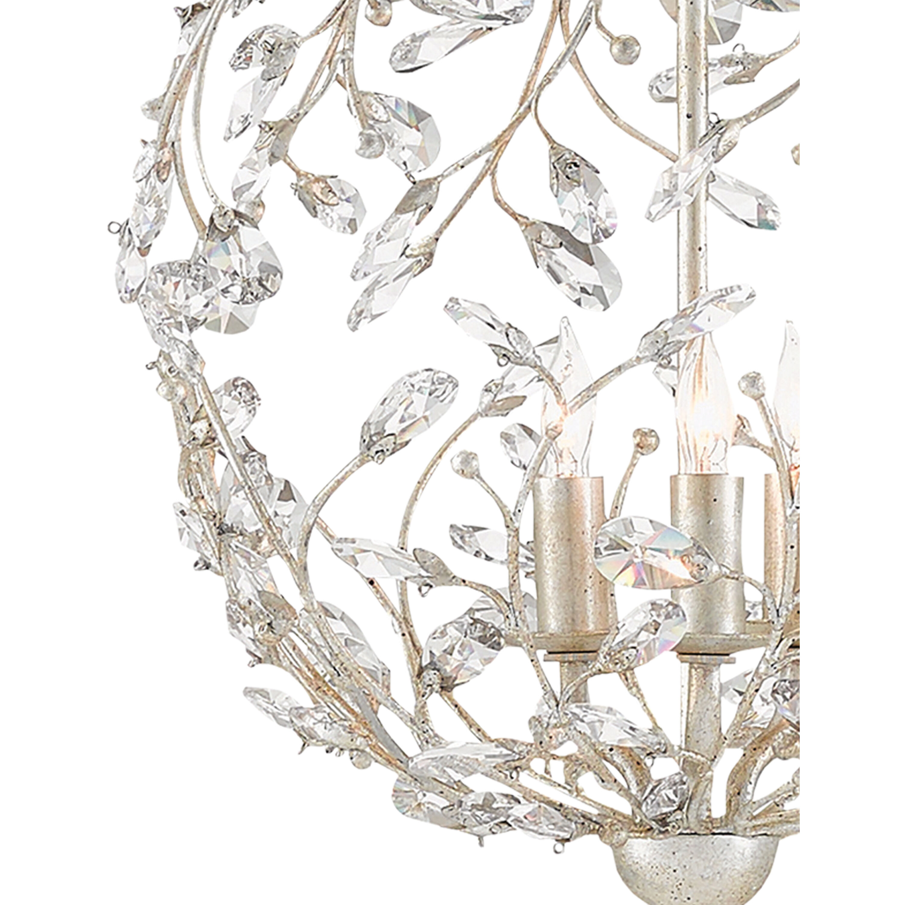 Crystal Bud 3 Light 13 inch Silver Granello Chandelier Ceiling Light, Sphere