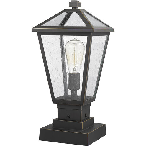 Talbot 1 Light 17.5 inch Oil Rubbed Bronze Outdoor Pier Mounted Fixture in Seedy Glass