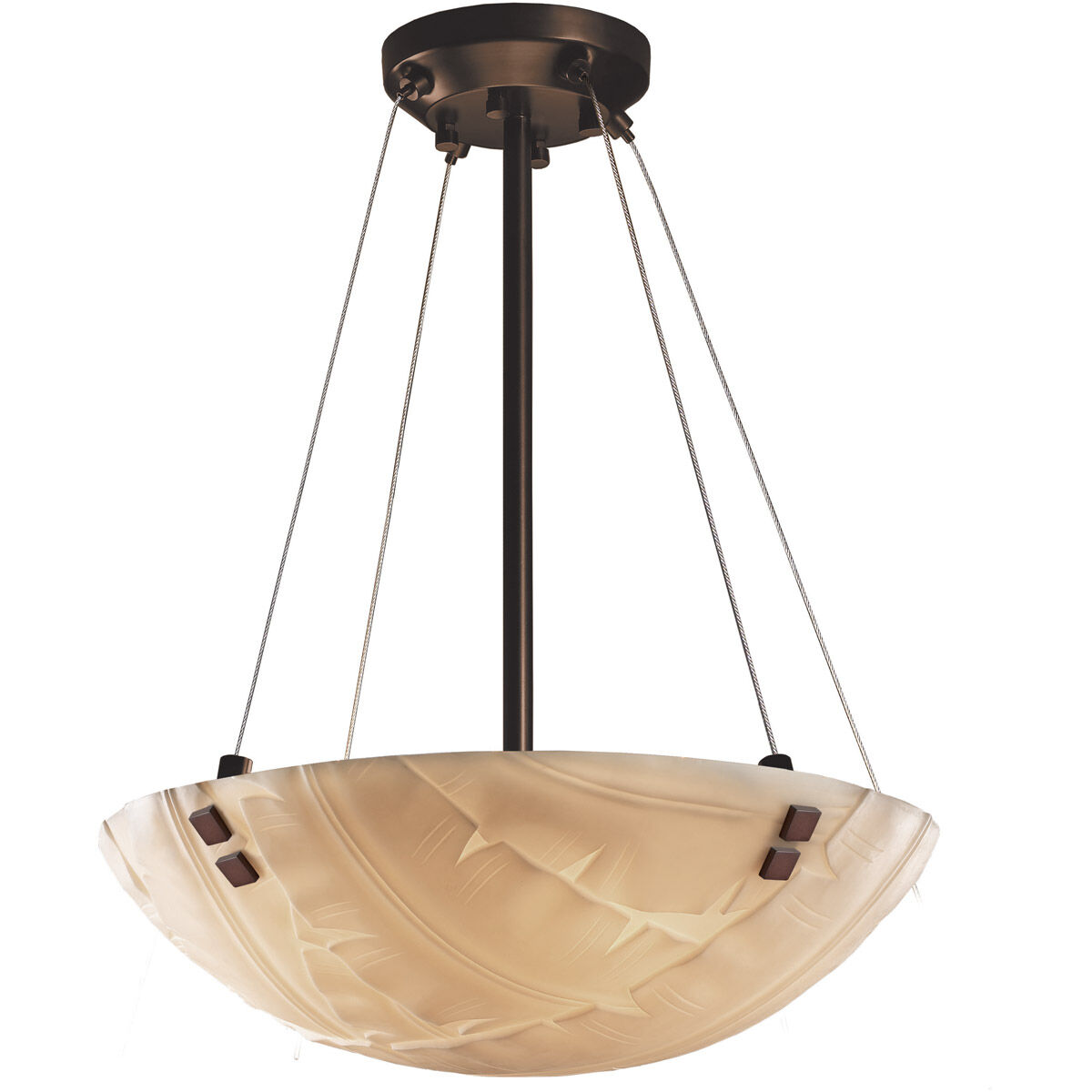 Porcelina LED 21 inch Dark Bronze Pendant Ceiling Light in 3000 Lm LED, Pair of Squares, Banana Leaf, Round Bowl, Bowl