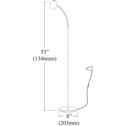 Contemporary 53 inch 5.00 watt Black Task Floor Lamp Portable Light, Gooseneck
