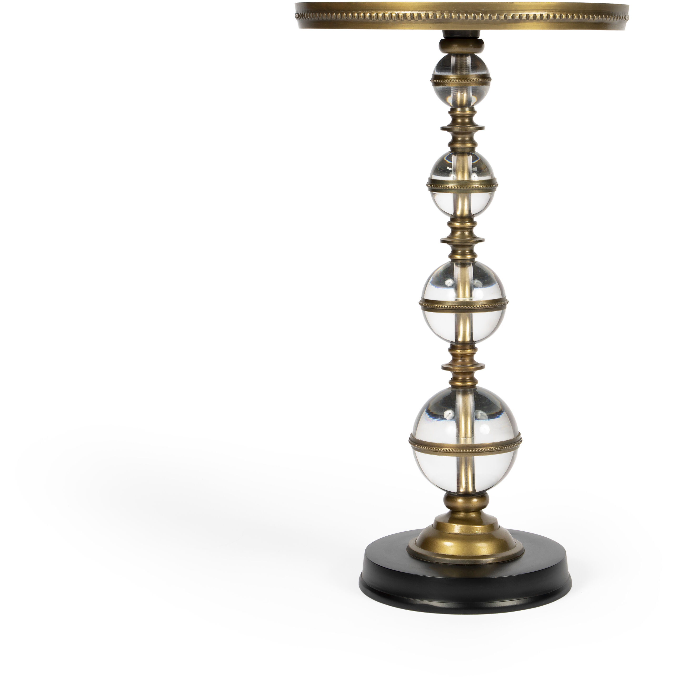 Forella Granite & Acrylic Pedestal Side Table in Black,Bronze,Clear