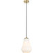Fairfield 1 Light 7 inch Brushed Brass Mini Pendant Ceiling Light in Matte White Glass