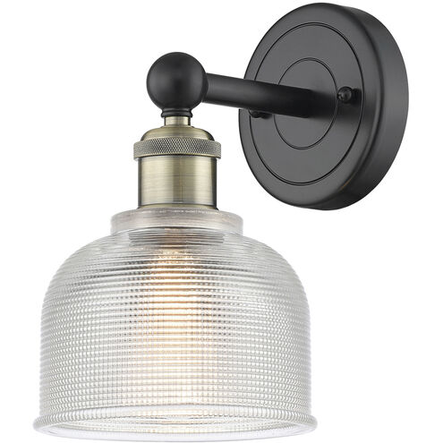 Dayton Sconce Wall Light in Black Antique Brass, Clear