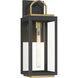 Fenmark 1 Light 21.25 inch Dark Matte Black and Legacy Brass Outdoor Wall Lantern