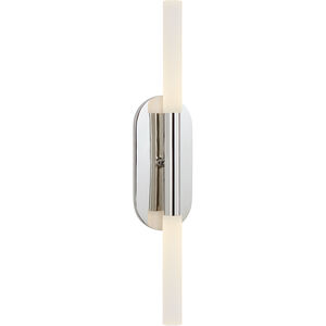 Visual Comfort Kelly Wearstler Rousseau LED 4 inch Polished Nickel Vanity Sconce Wall Light in Etched Crystal, Medium KW2282PN-EC - Open Box