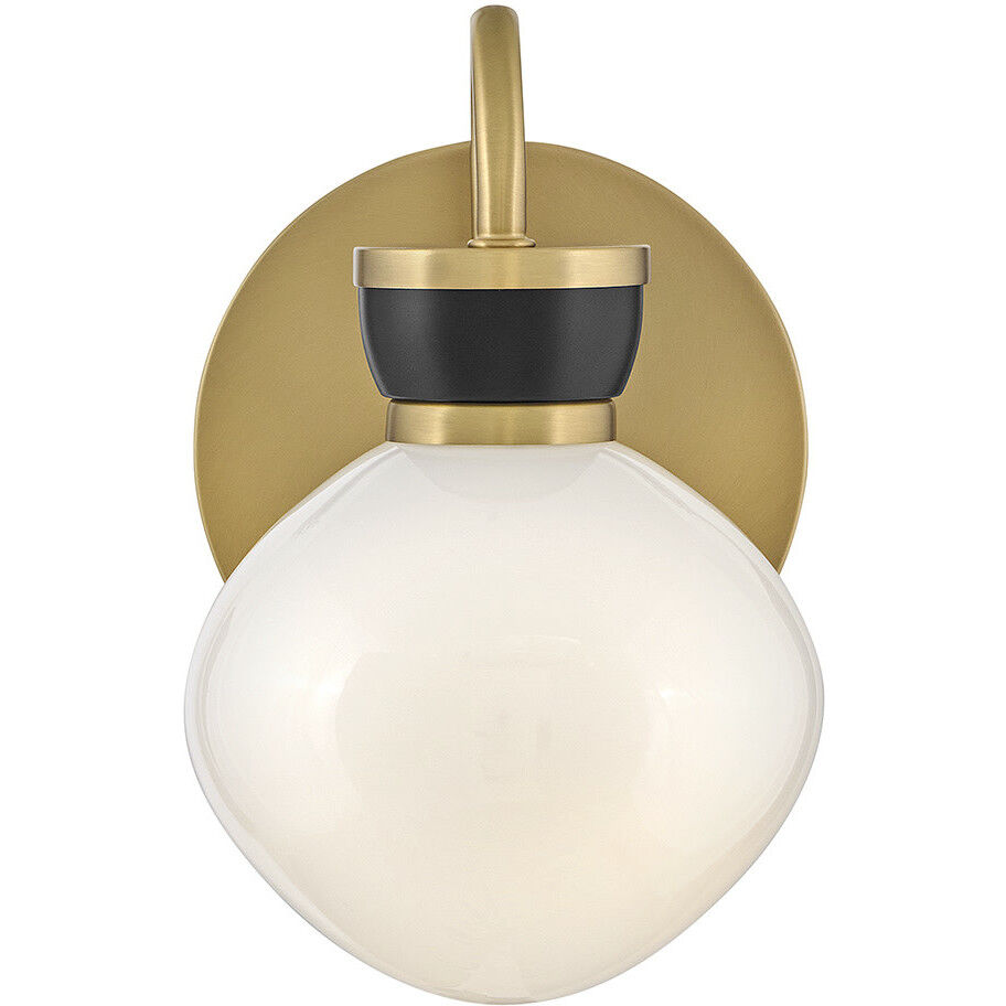 Lucy 1 Light 7.75 inch Lacquered Brass with Black Bath Light Wall Light
