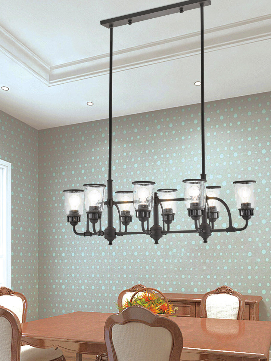 Lawrenceville 8 Light 40 inch Bronze Linear Chandelier Ceiling Light