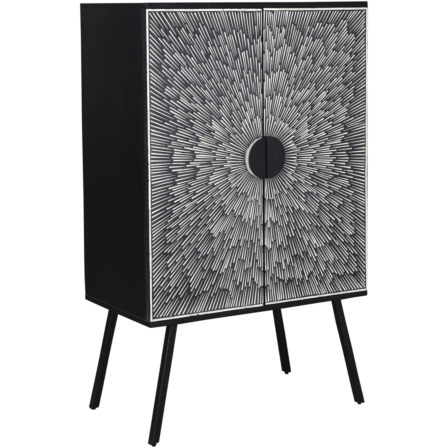 Sunburst 51.5 X 32 inch Black Cabinet, Wine Cabinet