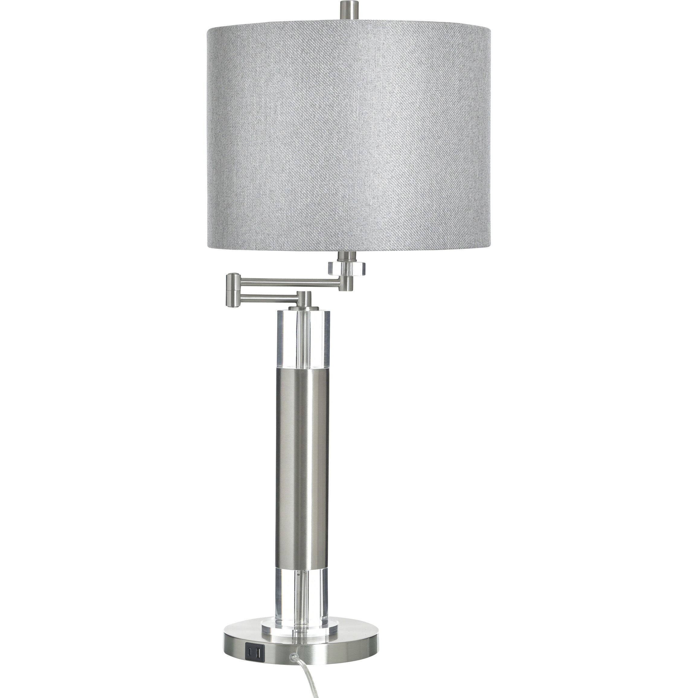 Steel 32.25 inch 100 watt Brushed Steel and Grey Table Lamp Portable Light