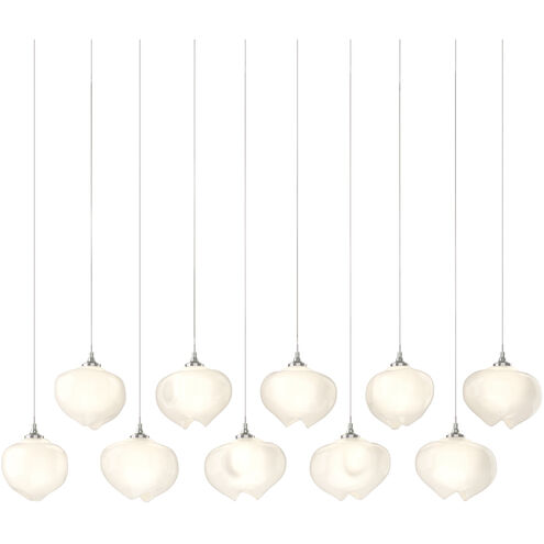 Ume 10 Light 44.7 inch Sterling Pendant Ceiling Light in Frosted, Rectangular