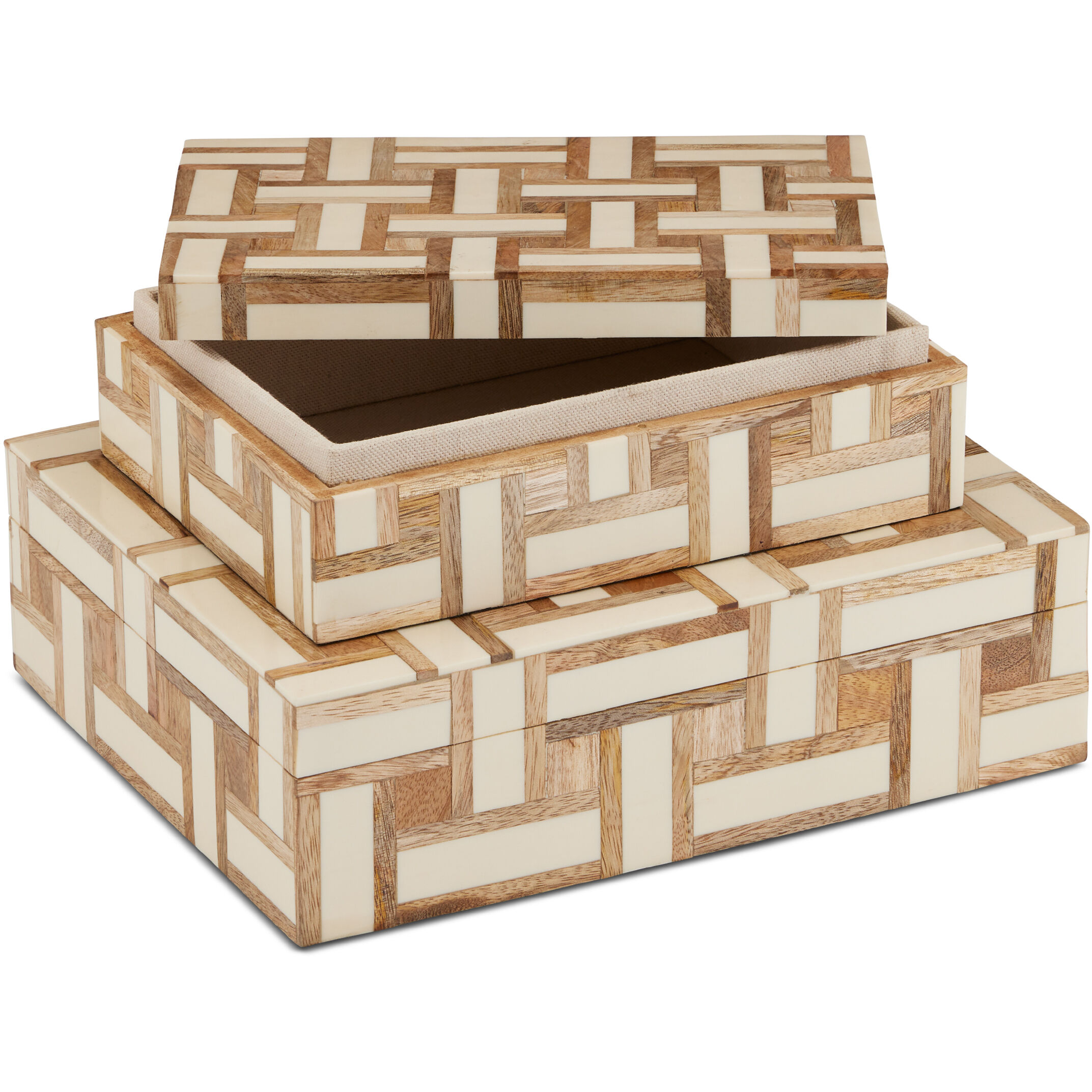 Aarna 10 inch Natural/Ivory Boxes, Set of 2
