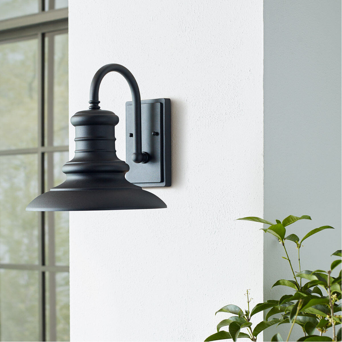 Redding Station 1 Light 9.63 inch Textured Black Outdoor Wall Lantern, Small