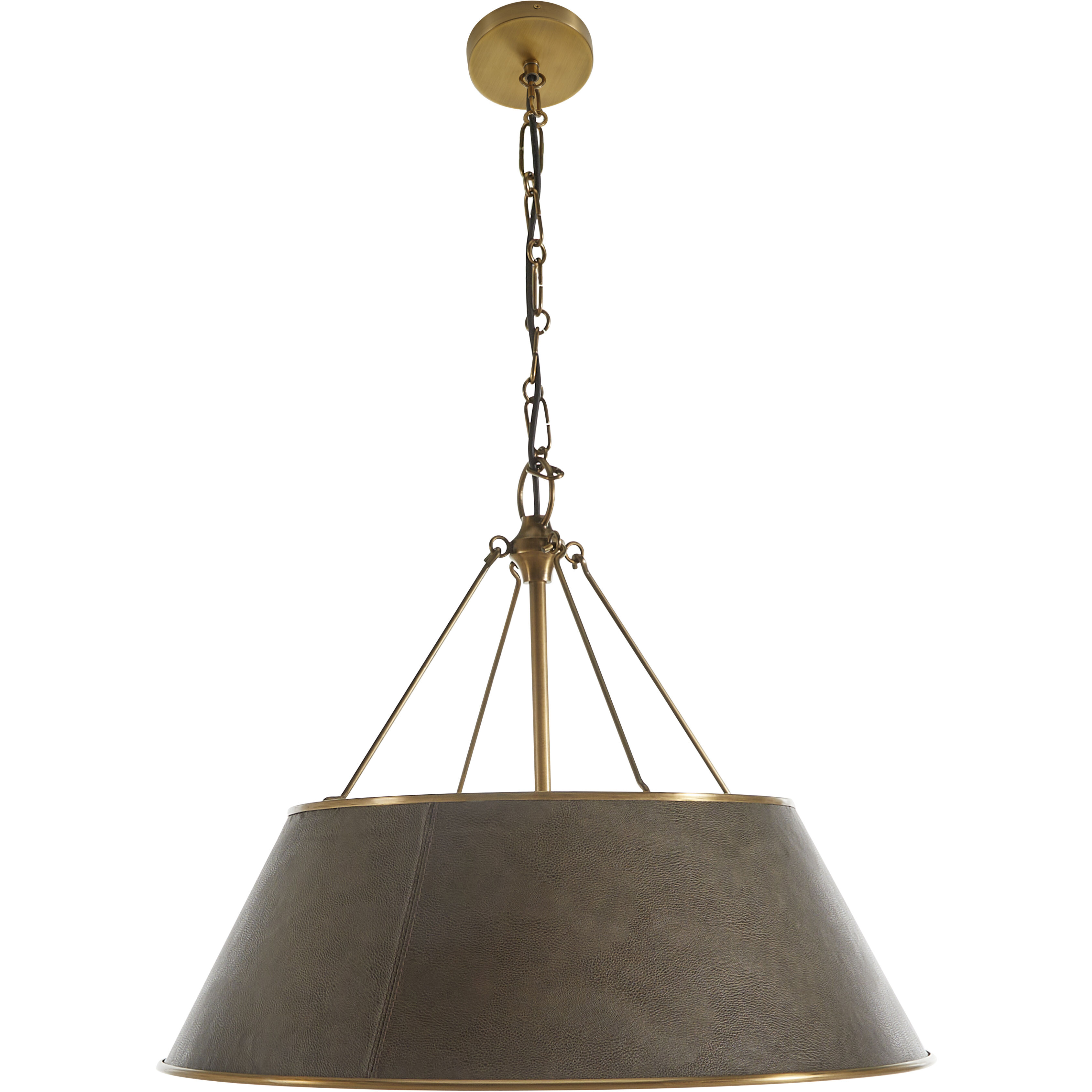 Mariana 4 Light 26.5 inch Brushed Antique Brass and Dark Brown Leather Pendant Ceiling Light