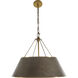 Mariana 4 Light 26.5 inch Brushed Antique Brass and Dark Brown Leather Pendant Ceiling Light
