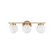 Mid-Century Modern 3 Light 24 inch Natural Brass Bathroom Vanity Light Wall Light
