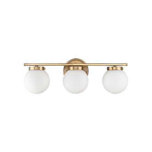 Mid-Century Modern 3 Light 24 inch Natural Brass Bathroom Vanity Light Wall Light