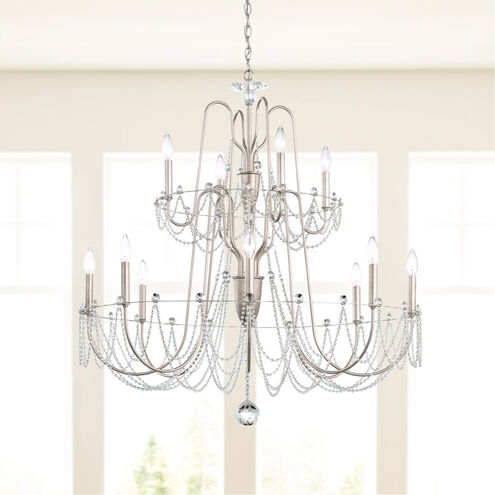 Esmery 12 Light 37 inch Antique Silver Chandelier Ceiling Light in Heritage