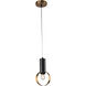 Canada 1 Light 6 inch Black/Gold Single Pendant Lighting Ceiling Light