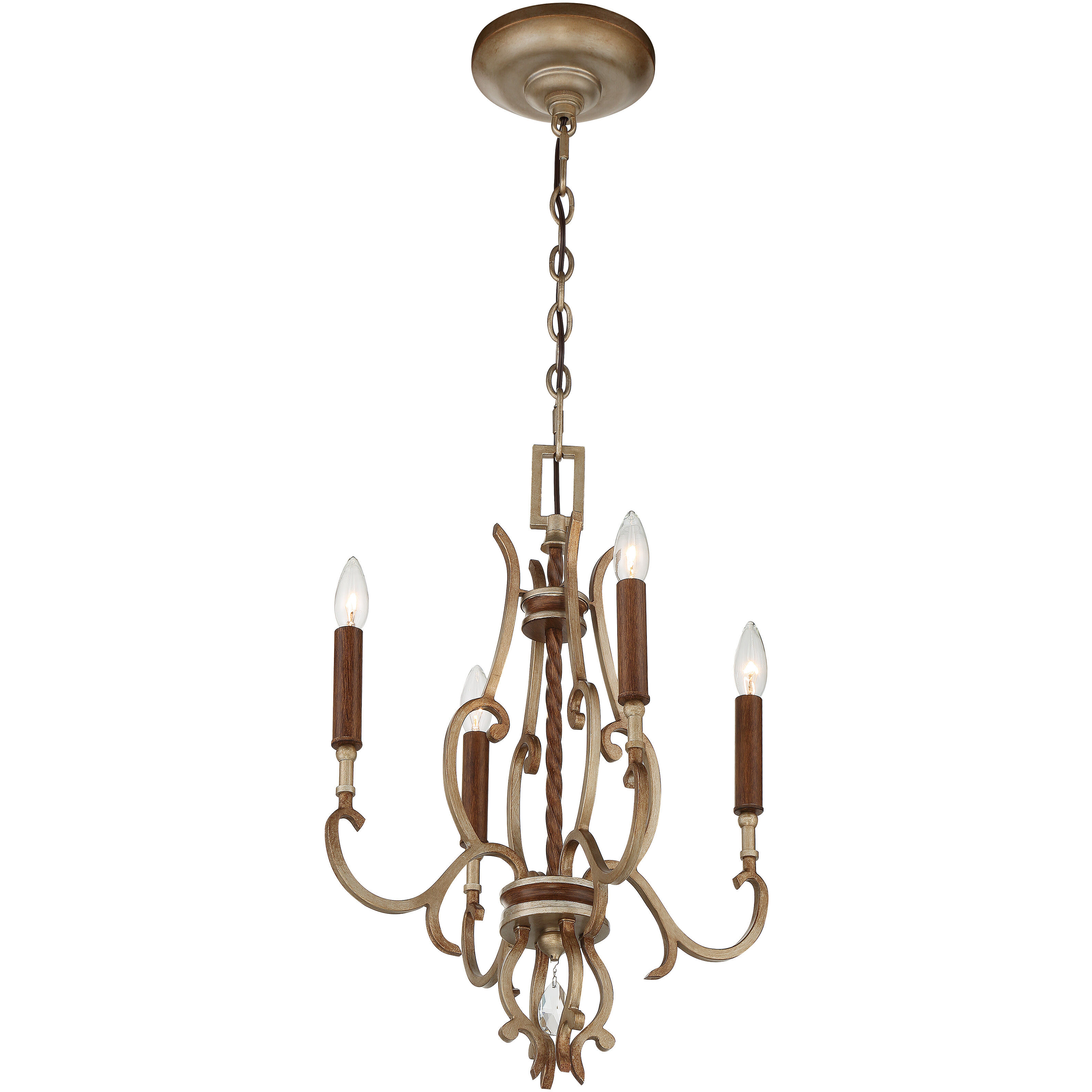 Magnolia Manor 4 Light 16.5 inch Pale Gold with Distressed Bronze Chandelier Ceiling Light