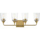 Hudson 4 Light 28.25 inch Natural Aged Brass Bath Vanity Wall Light in Clear