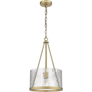 Marissa 1 Light 12 inch Brushed Brass Mini Pendant Ceiling Light in Incandescent, Clear Rain Glass