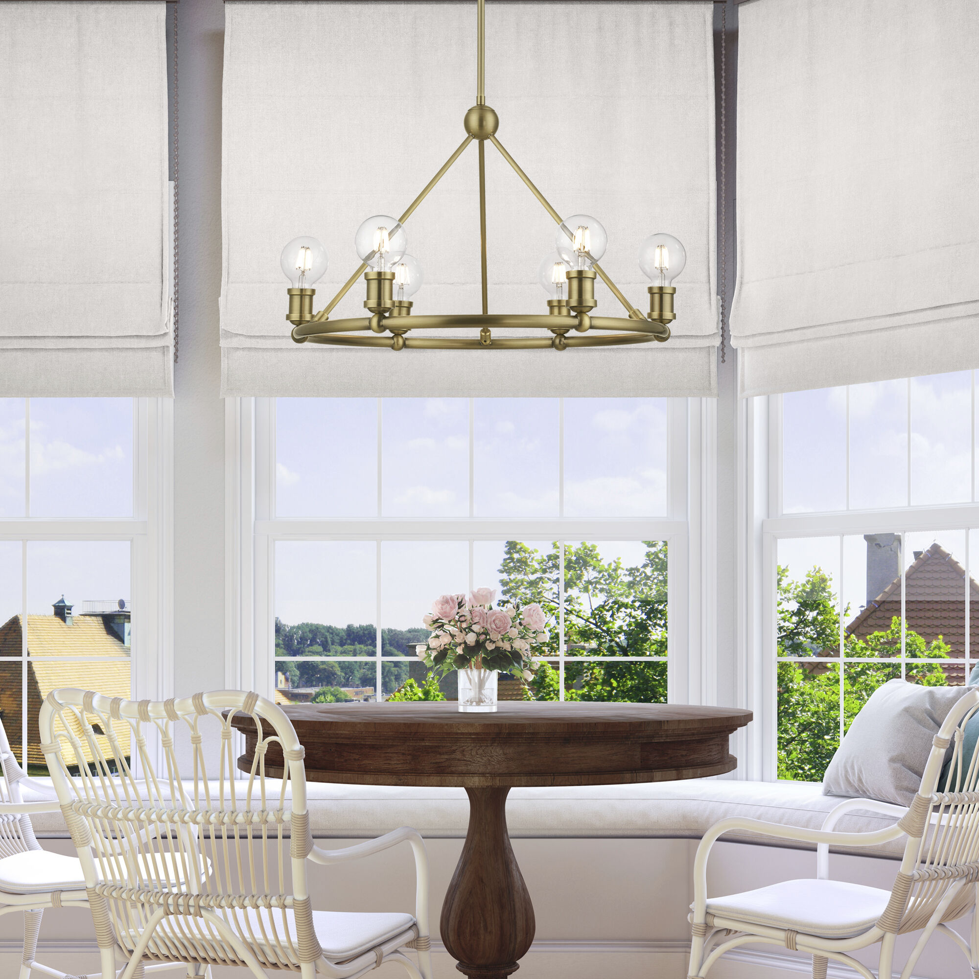 Lansdale 6 Light 25 inch Antique Brass Chandelier Ceiling Light