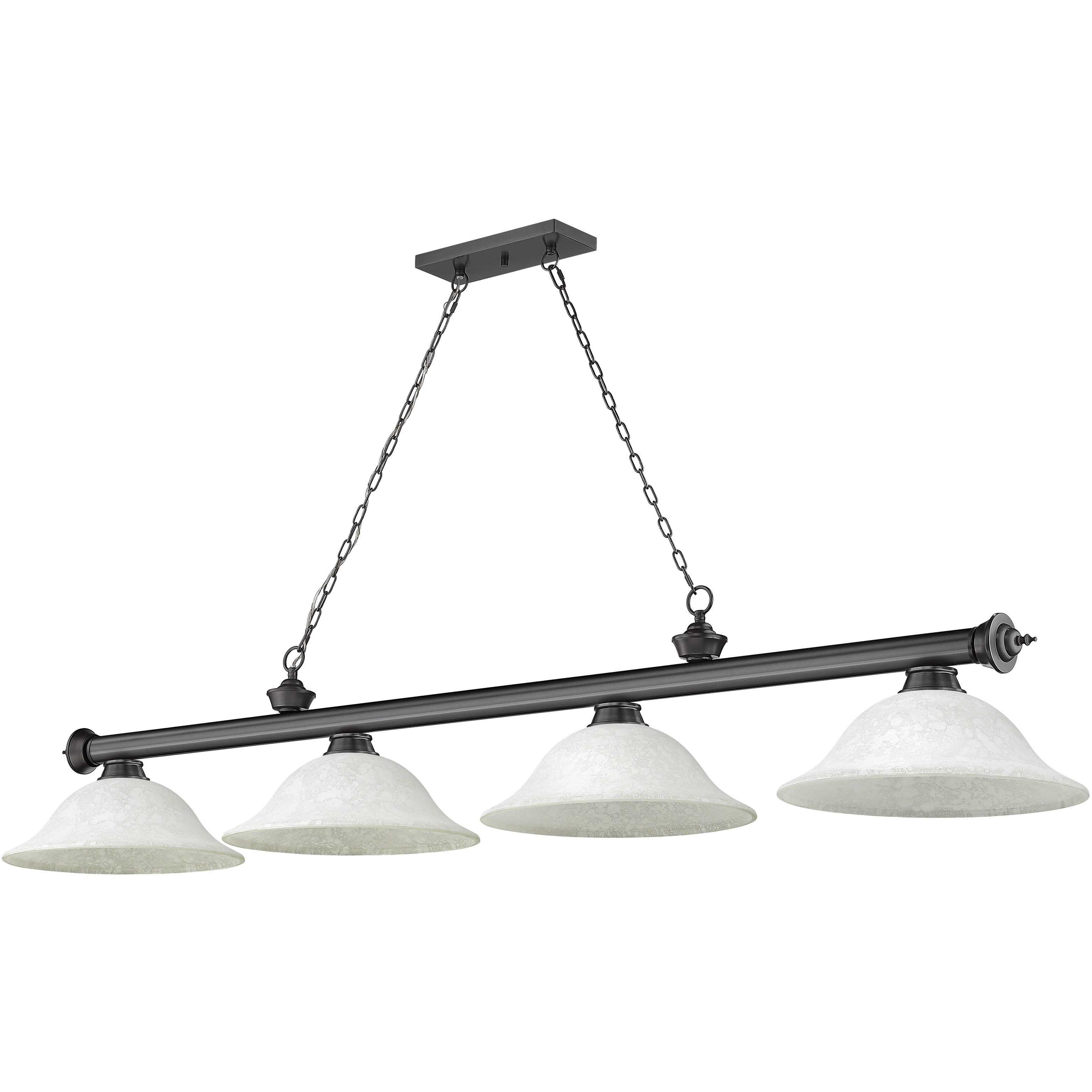 Cordon 4 Light 81.75 inch Bronze Plate Billiard Ceiling Light in White Mottle Glass