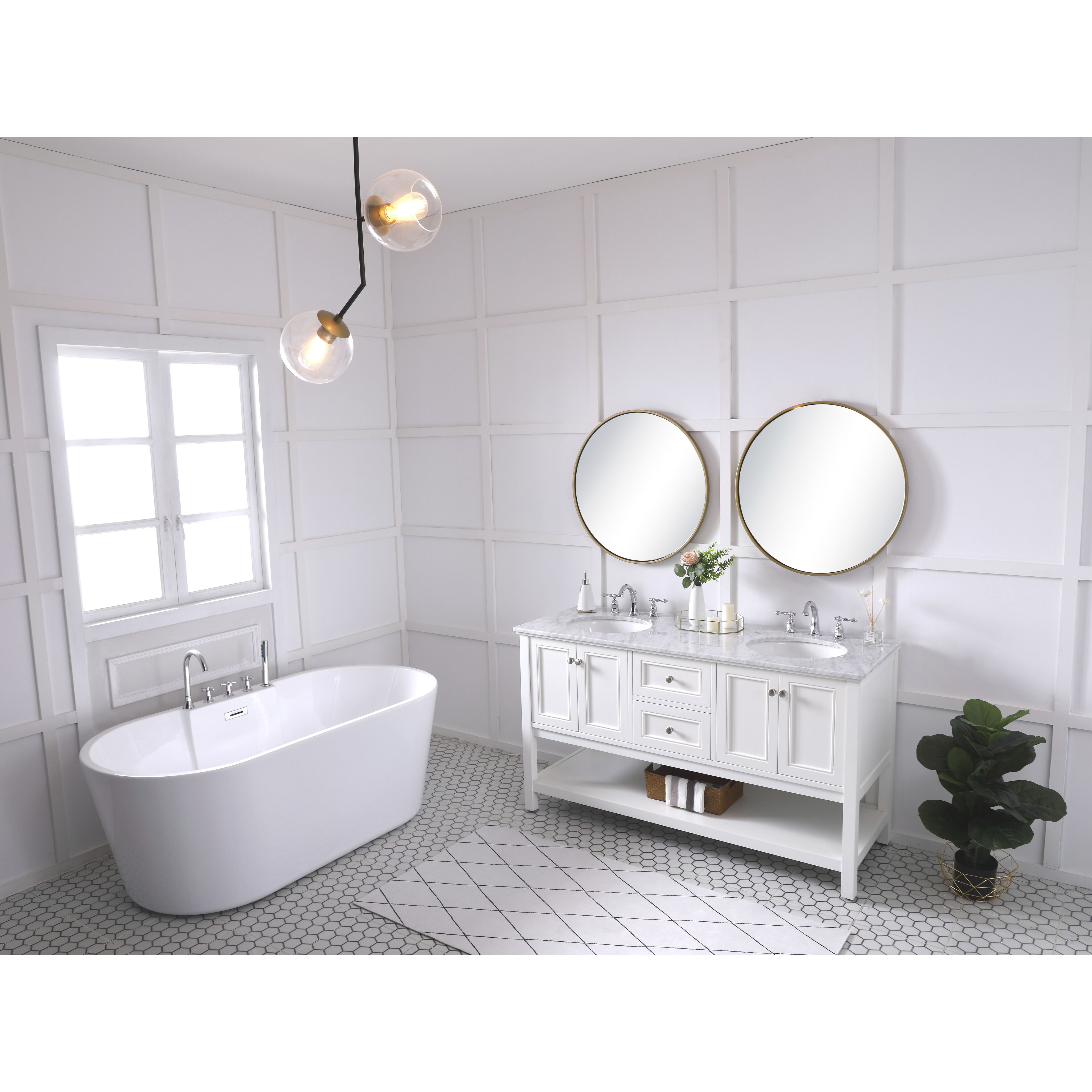 Metropolis 60 X 22 X 34 inch White Vanity Sink Set