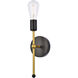 Keely 1 Light 5 inch Black and Brass Bath Sconce Wall Light