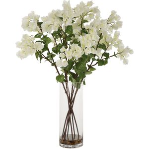 Antiparos Green and Cream with Clear Glass Bougainvillea Centerpiece
