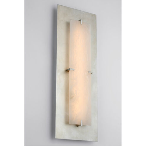 AERIN Dominica LED 10 inch Burnished Silver Leaf and Alabaster Rectangle Sconce Wall Light, Large