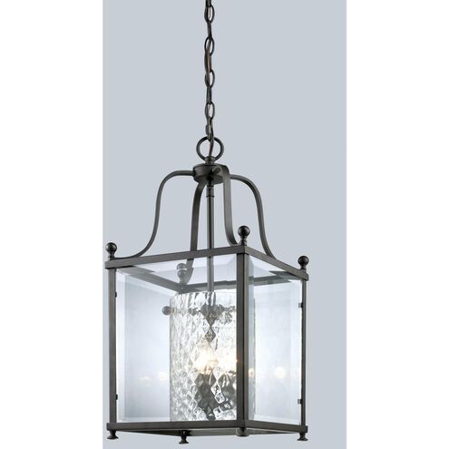 Fairview 3 Light 11 inch Bronze Pendant Ceiling Light in Clear Beveled Outside Clear Hammered Inside Glass, 15.43