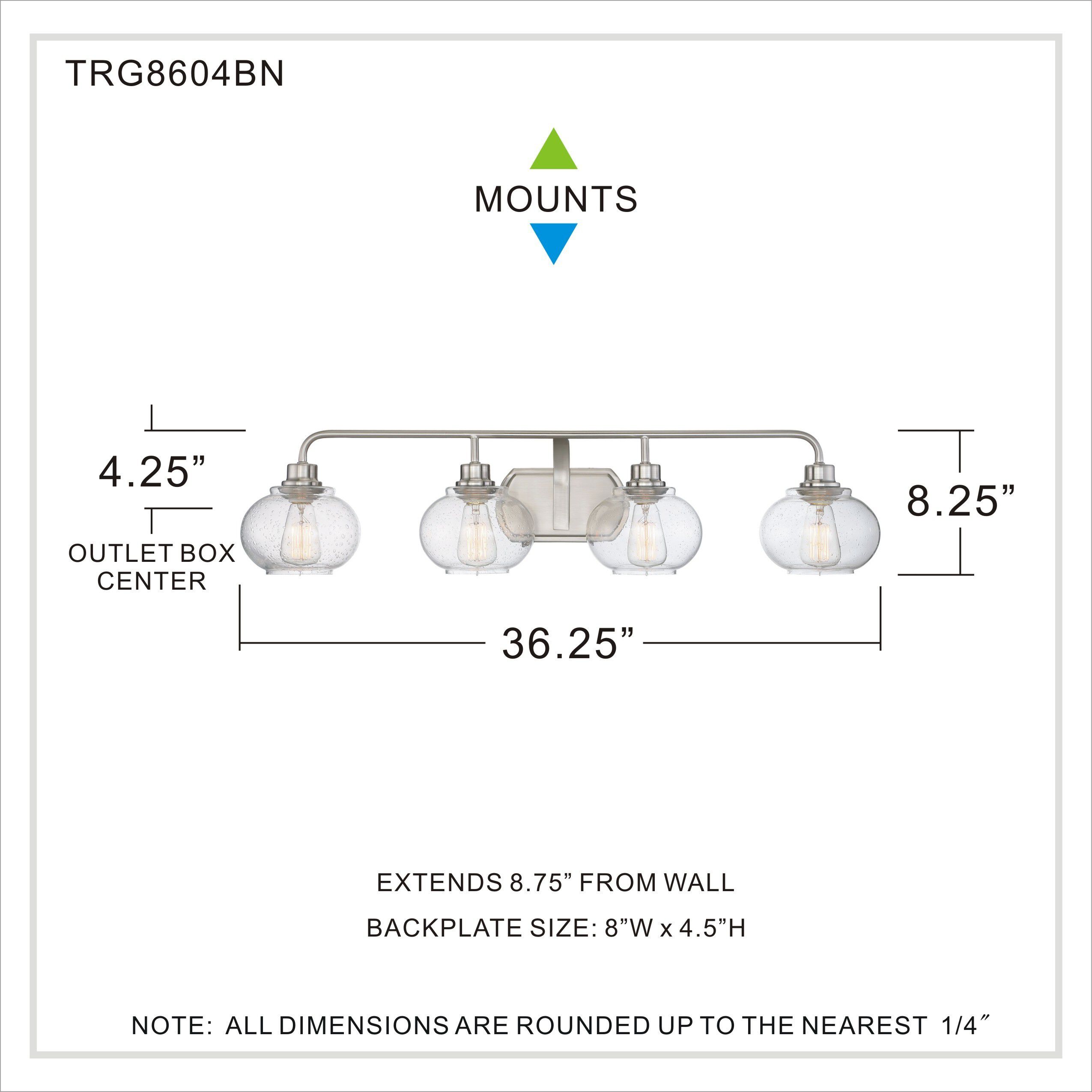 Trilogy 4 Light 36 inch Brushed Nickel Bath Light Wall Light