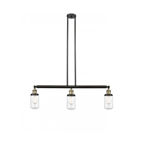 Franklin Restoration Dover 3 Light 37 inch Black Antique Brass Island Light Ceiling Light in Clear Glass, Franklin Restoration