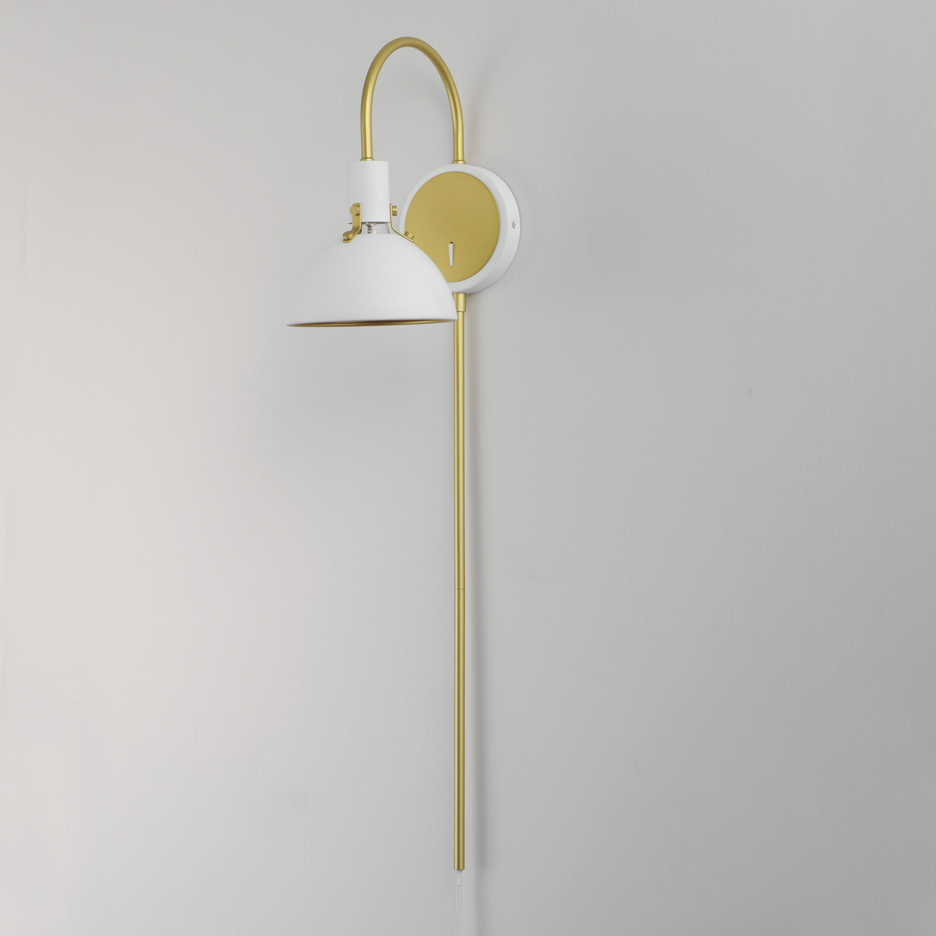 Dawn Wall Sconce Wall Light in White and Satin Brass