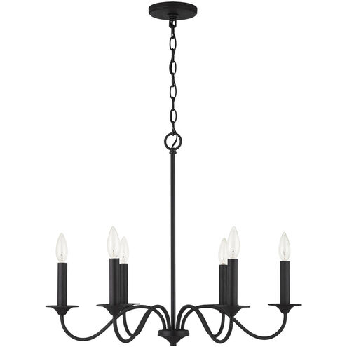 Vincent 6 Light 26 inch Black Iron Chandelier Ceiling Light