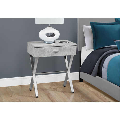 Seneca 22 X 18 inch Grey and Chrome Accent End Table or Night Stand