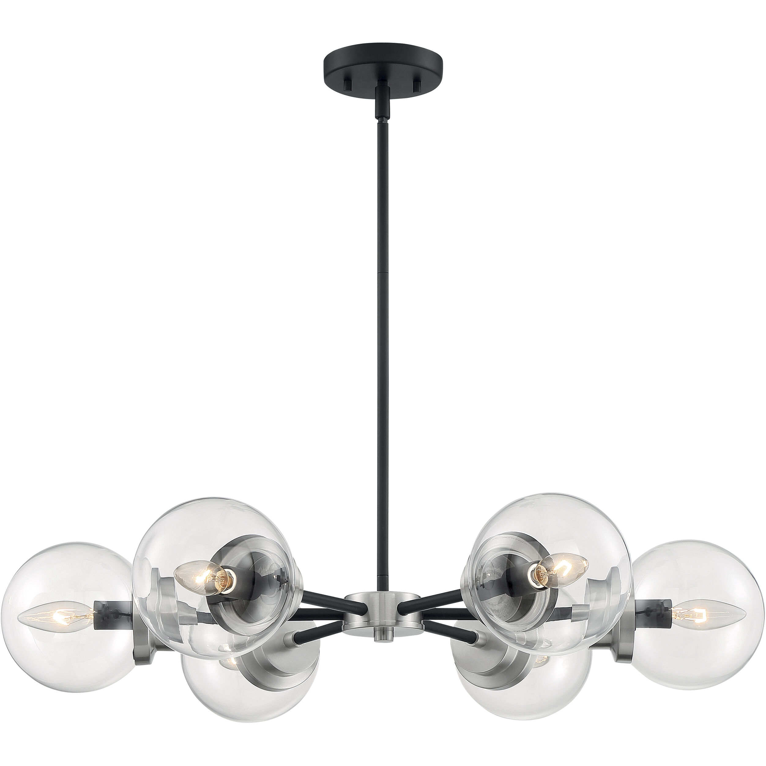 Axis 6 Light 30 inch Matte Black and Brushed Nickel Accents Chandelier Ceiling Light
