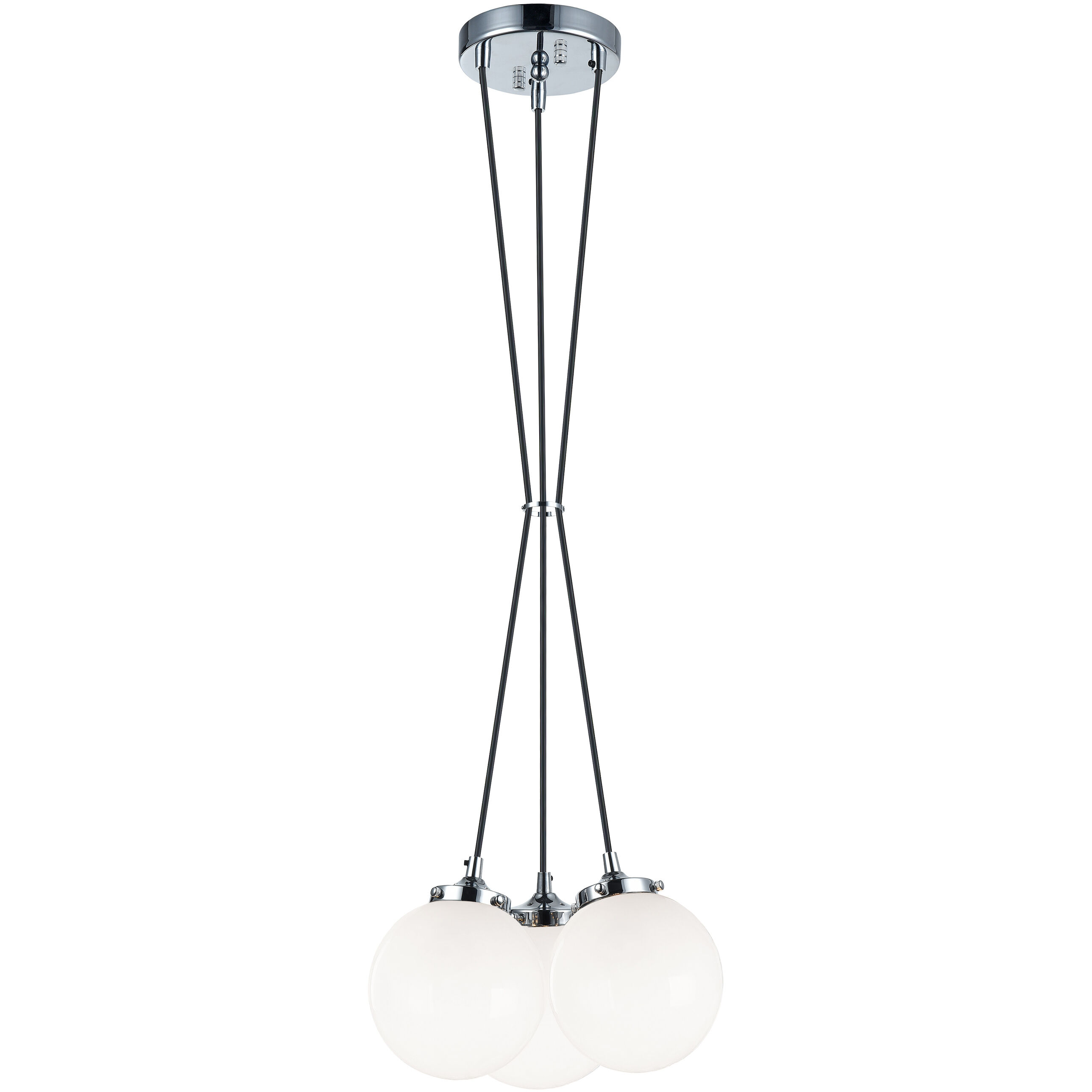 The Bougie 3 Light 12.75 inch Chrome Pendant Ceiling Light in Chrome and Opal Glass