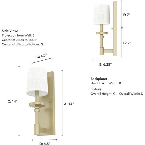 Briargrove 1 Light Painted Modern Brass Wall Sconce Wall Light