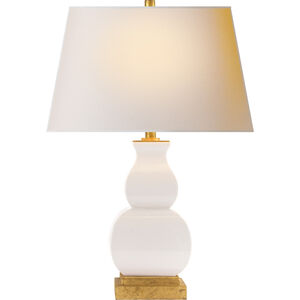 Chapman & Myers Fang Gourd 27 inch 150.00 watt Ivory Crackle Ceramic Table Lamp Portable Light in Natural Paper