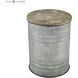 Cannes 16 inch Galvanized with Natural Accent Table