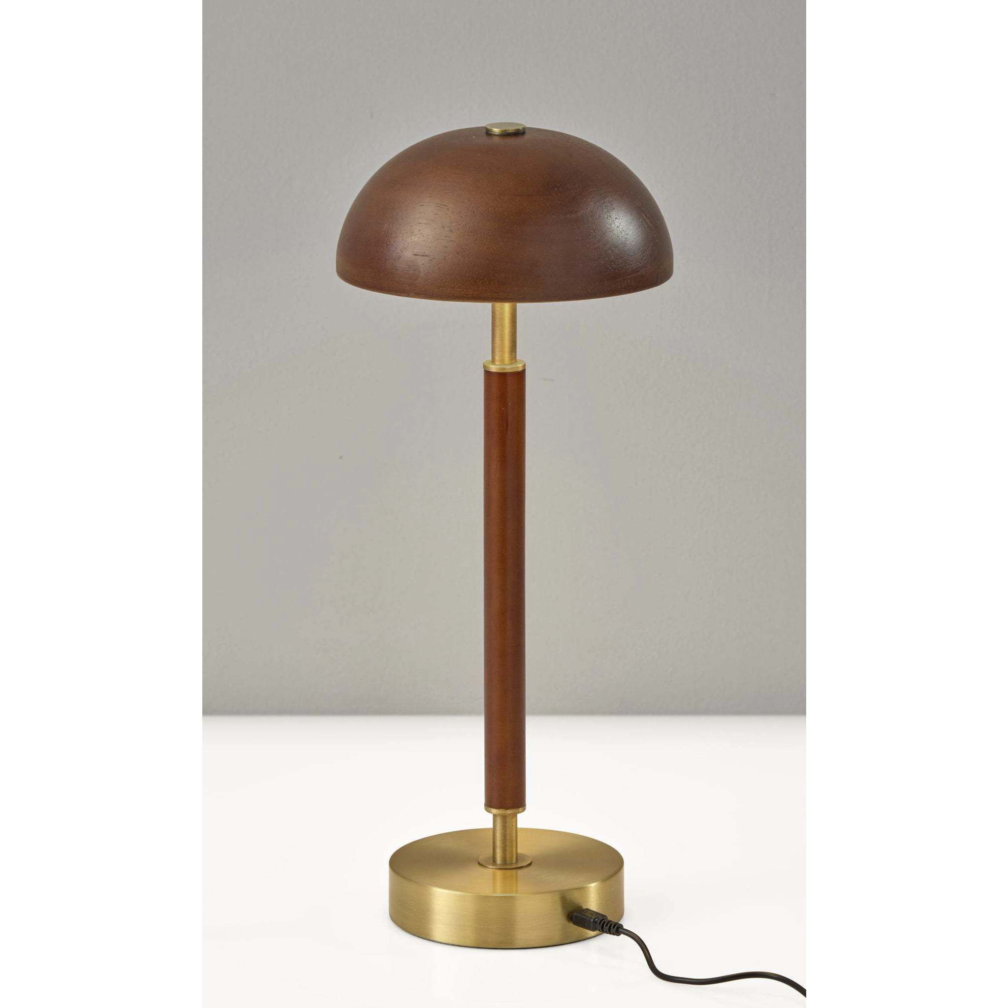 Ronny 14.63 inch 1.50 watt Walnut Wood and Antique Brass LED Cordless Table Lamp Portable Light