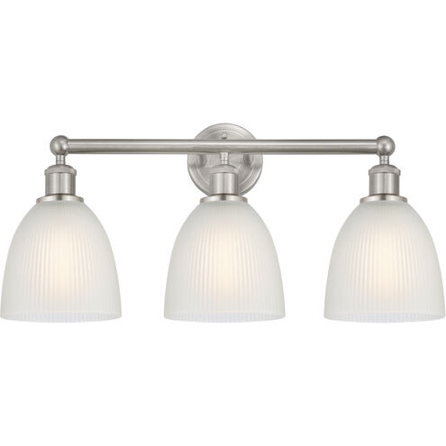 Edison Castile 3 Light 24 inch Brushed Satin Nickel Bath Vanity Light Wall Light in White