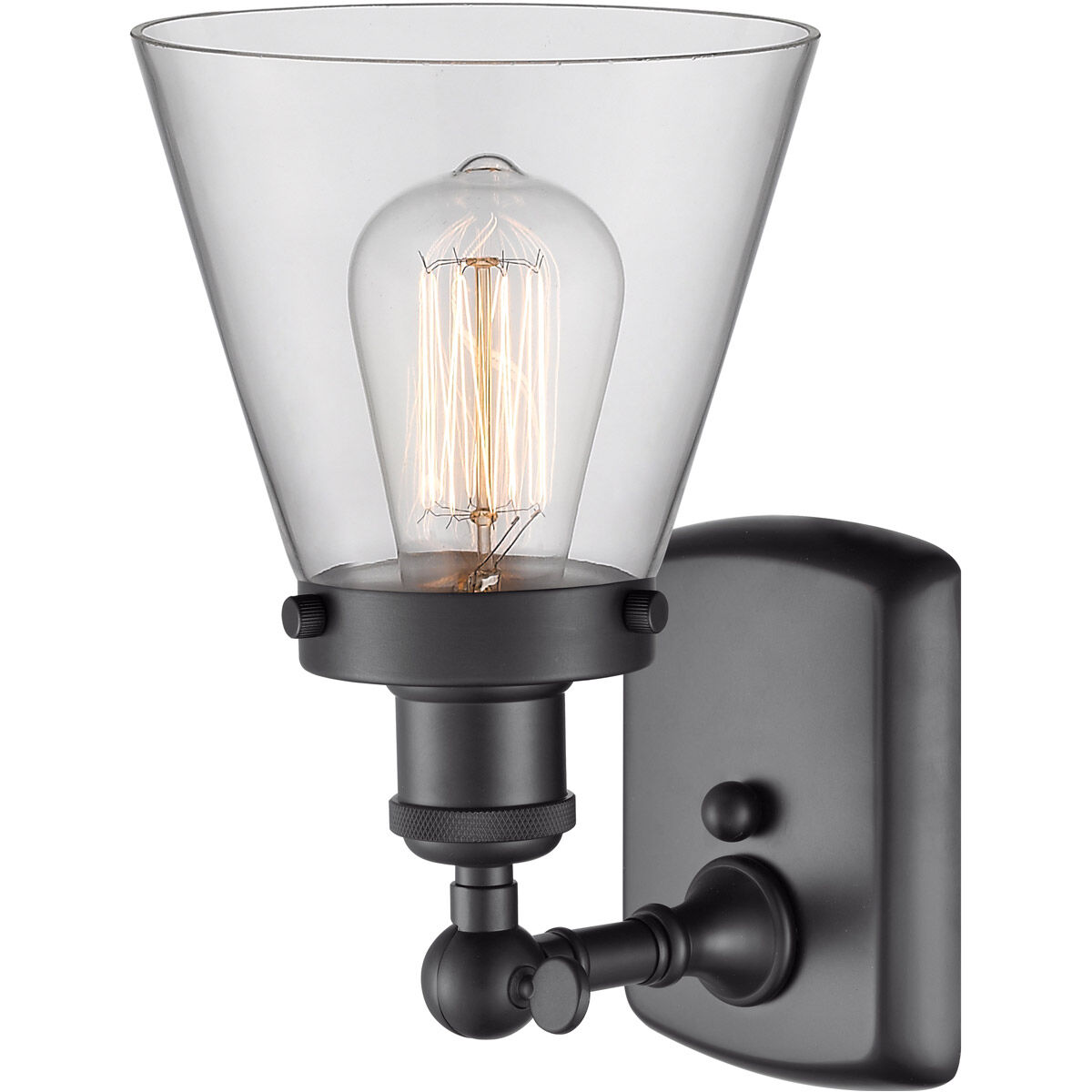 Ballston Small Cone LED 6 inch Matte Black Sconce Wall Light in Clear Glass, Ballston