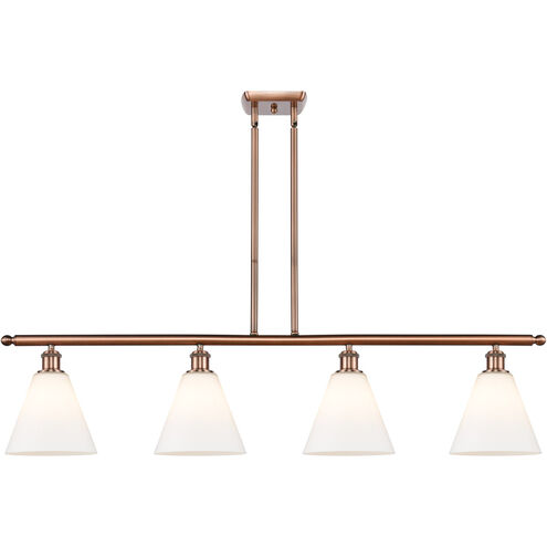 Ballston Ballston Cone 4 Light 48 inch Antique Copper Island Light Ceiling Light in Matte White Glass