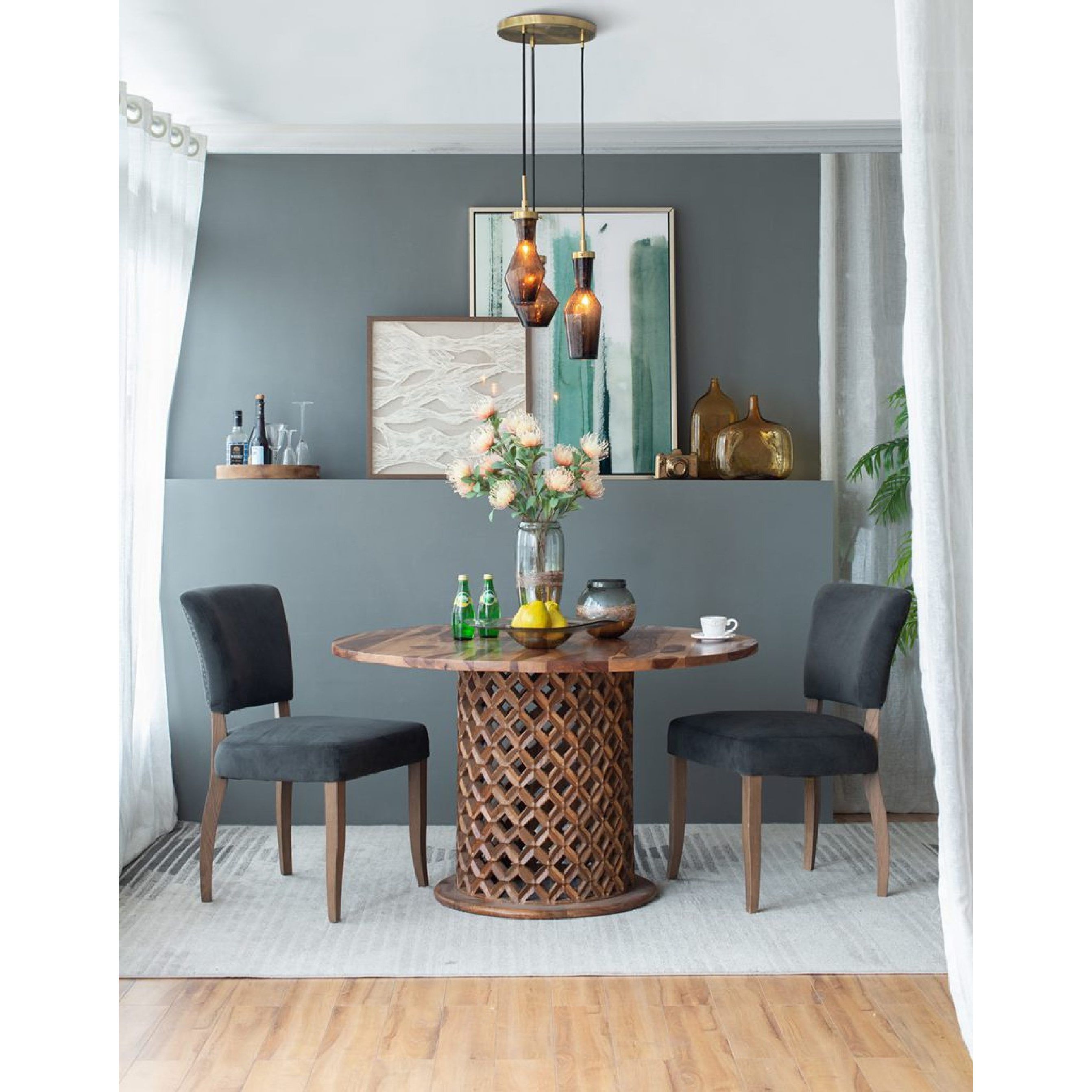 Dugan Grey and Natural Dining Chair