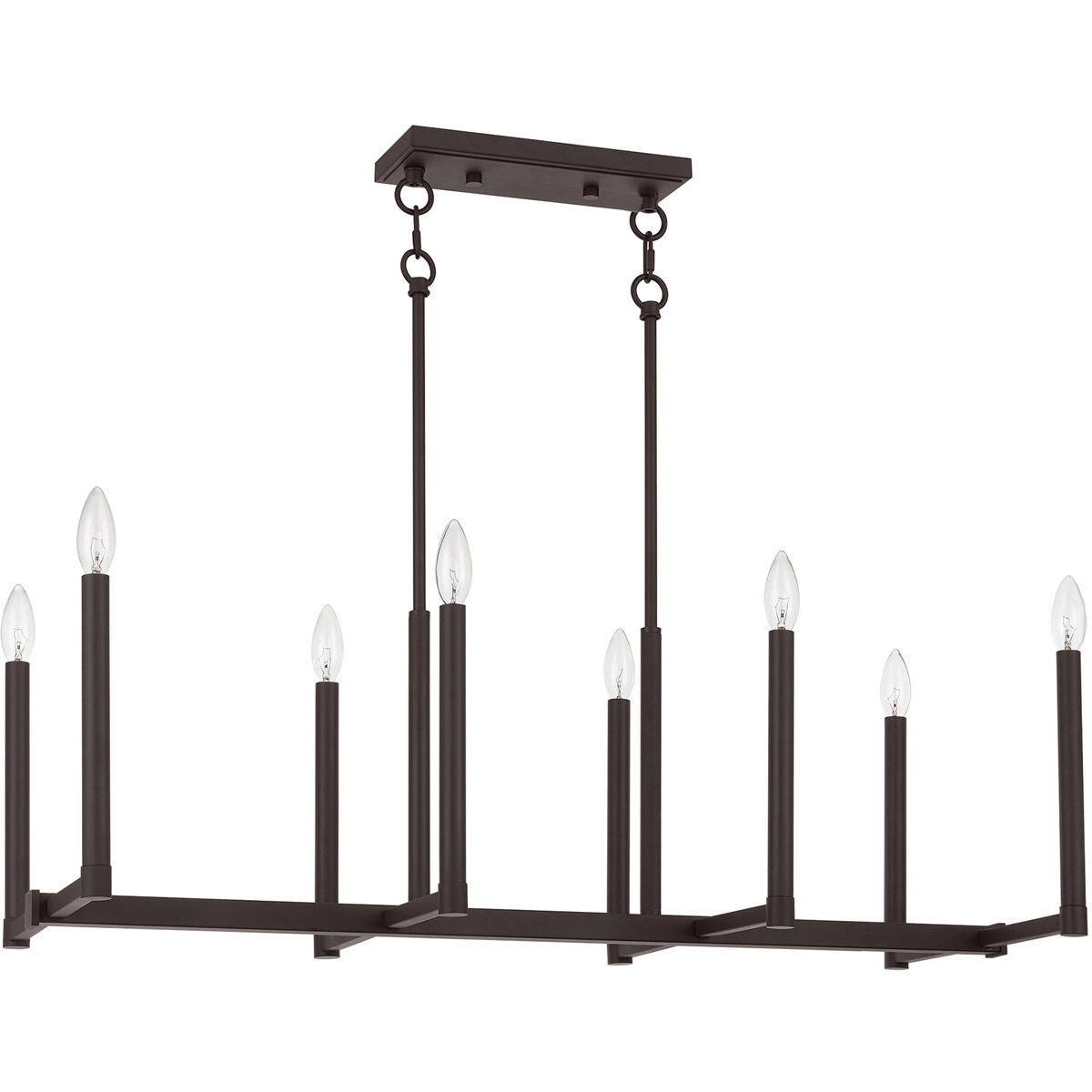 Alpine 8 Light 37 inch Bronze Linear Chandelier Ceiling Light