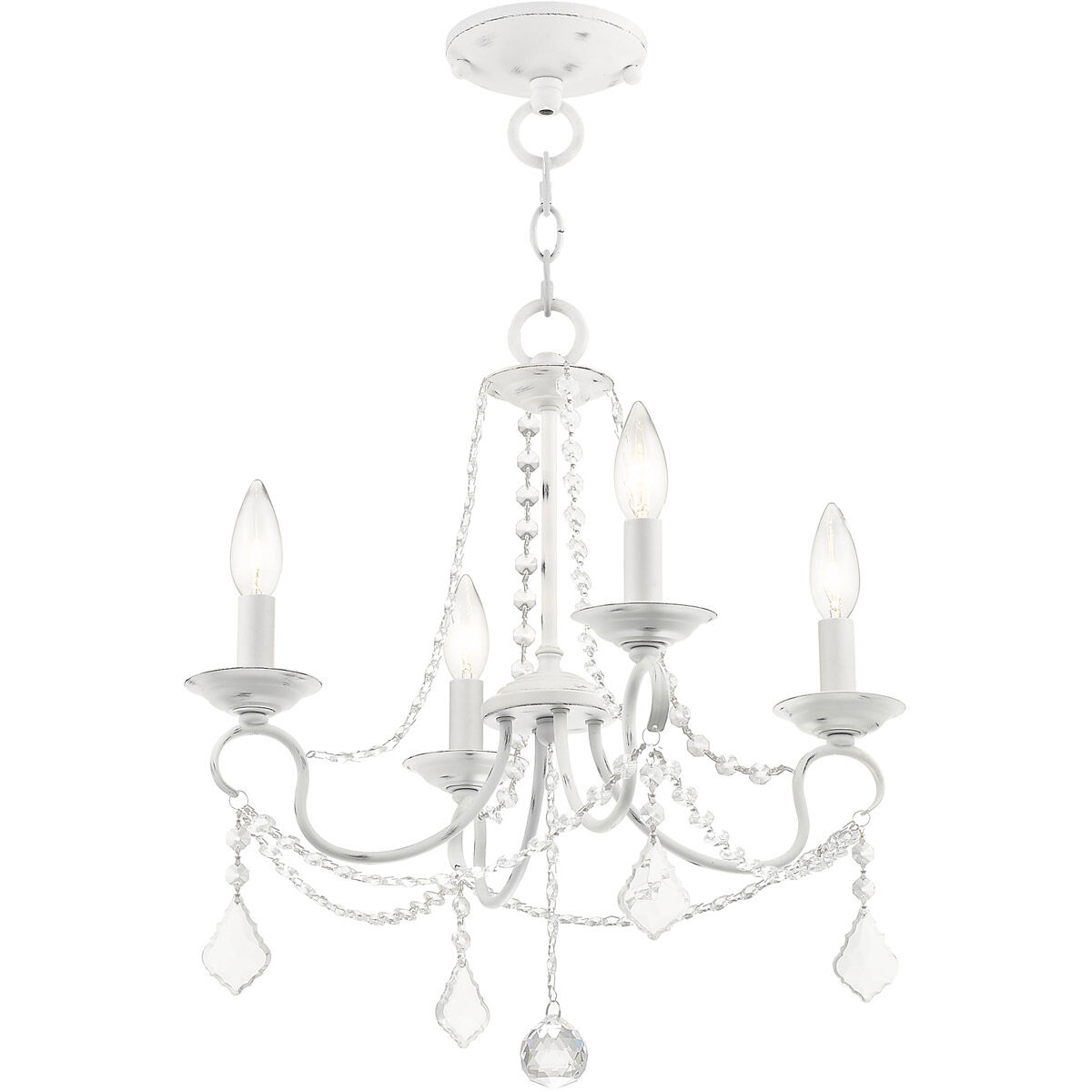 Pennington 4 Light 18 inch Antique White Convertible Mini Chandelier/Ceiling Mount Ceiling Light